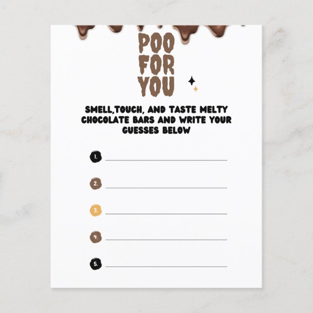 Lámina Adivinen el juego de Baby Shower de chocolate (Anverso)