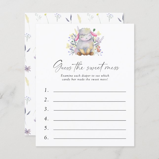 Lámina Adivinen el juego de Baby Shower Sweet Mess - Cord (Anverso / Reverso)