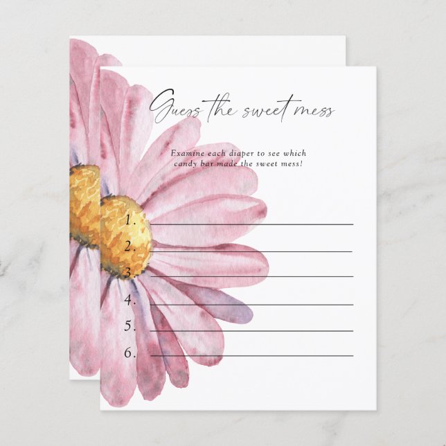 Lámina Adivinen el juego de Baby Shower Sweet Mess - Dais (Anverso / Reverso)