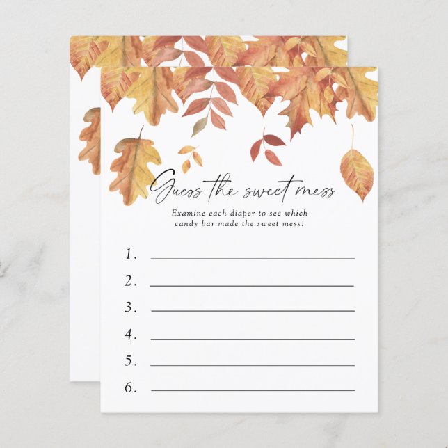 Lámina Adivinen el juego de Baby Shower Sweet Mess - Sale (Anverso / Reverso)