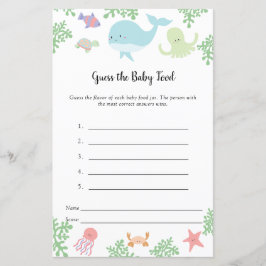 Lámina Adivinen el juego de comida para bebés bajo el mar