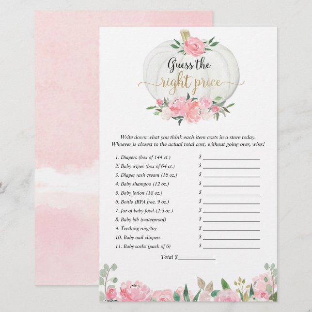 Lámina Adivinen el juego de la ducha de calabazas de caíd (Anverso / Reverso)