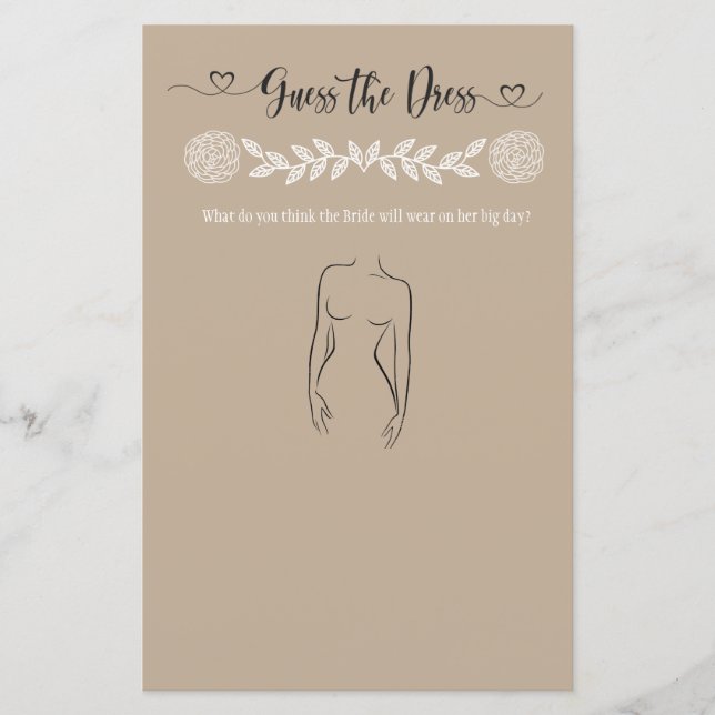 Lámina Adivinen El Juego De La Ducha De Vestir Novias (Anverso)