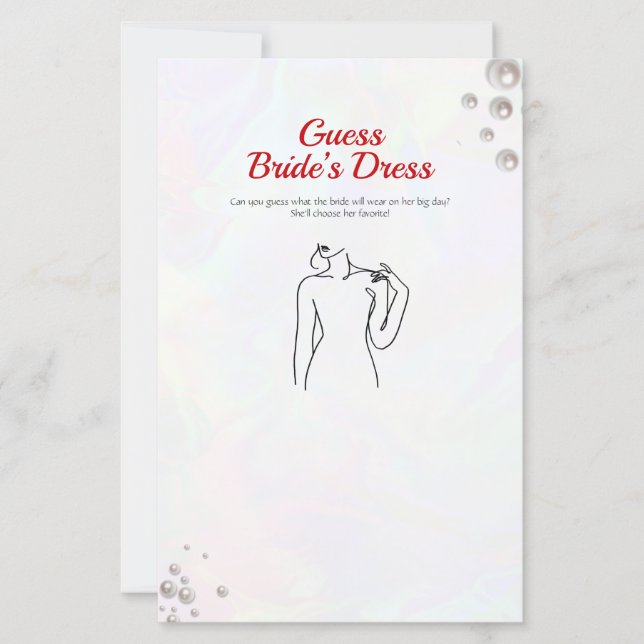 Lámina Adivinen el juego de perlas Vestir Bridal Shower (Anverso)