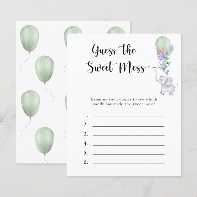 Lámina Adivinen el juego de Sweet Mess - Elefante (Anverso / Reverso)