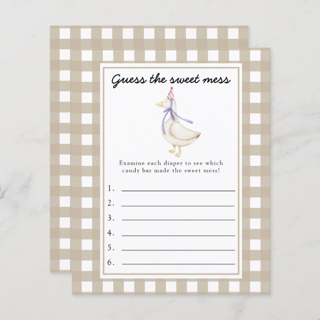 Lámina Adivinen el juego de Sweet Mess - Ganso pequeño (Anverso / Reverso)