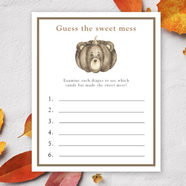 Lámina Adivinen el juego de Sweet Mess - Oso de calabaza (Subido por el creador)