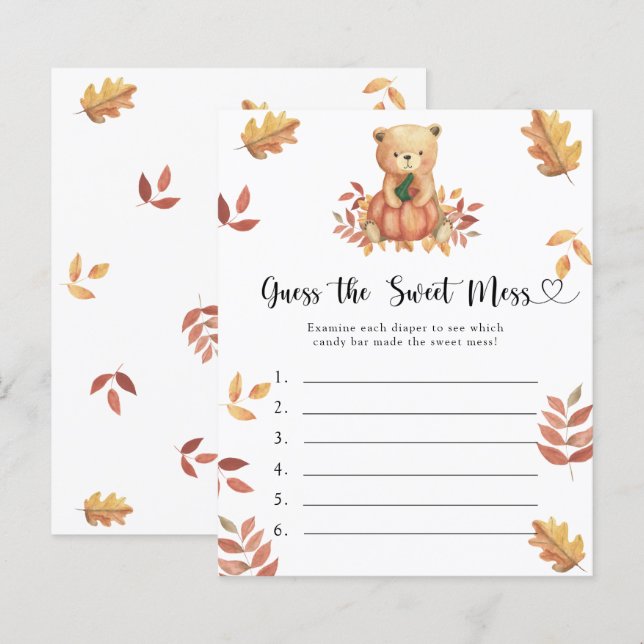 Lámina Adivinen el juego de Sweet Mess - Oso de calabaza (Anverso / Reverso)