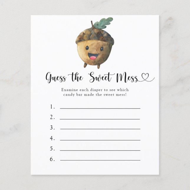 Lámina Adivinen el juego Sweet Mess - Bellota Cute (Anverso)