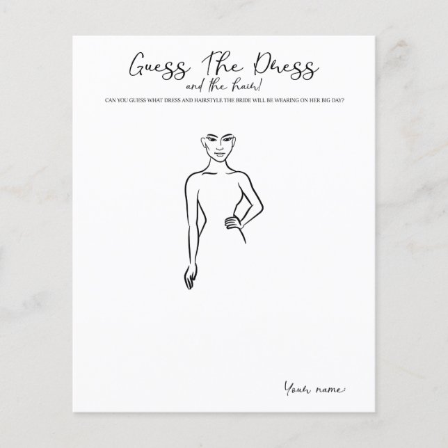 Lámina Adivinen el vestido - juego para el fiesta de duch (Anverso)