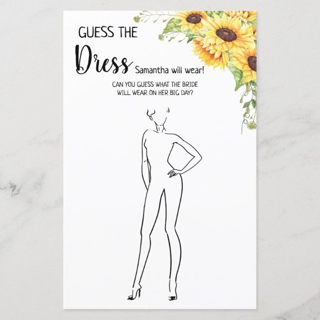 Lámina Adivinen la ducha de novia juego español inglés (Anverso)