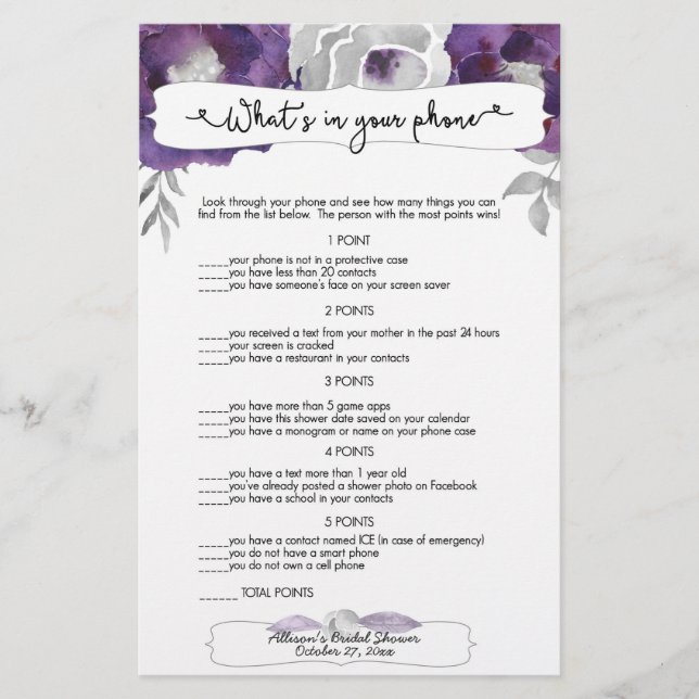 Lámina Adivinen quién + juegos de teléfono, floral gris p (Anverso)