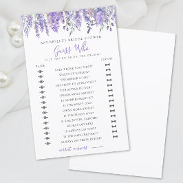 Lámina Adivinen Quién Lavender Floral Bridal Shower