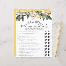 Lámina Adivinen Quién Mamá O Papá Lemon Citrus Baby Showe