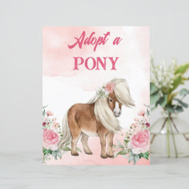 Lámina Adopt a pony sign pink flowers cute horse