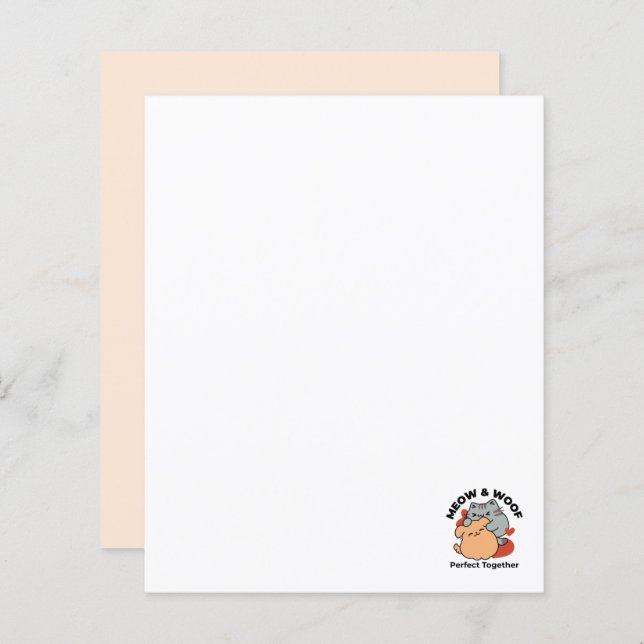 Lámina Adorable Cat and Dog Hug - Diseño de Meow & Woof (Anverso / Reverso)