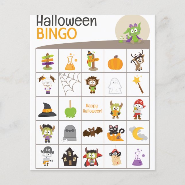 Lámina ¡Adorable Dragon Halloween BINGO Board! (Anverso)