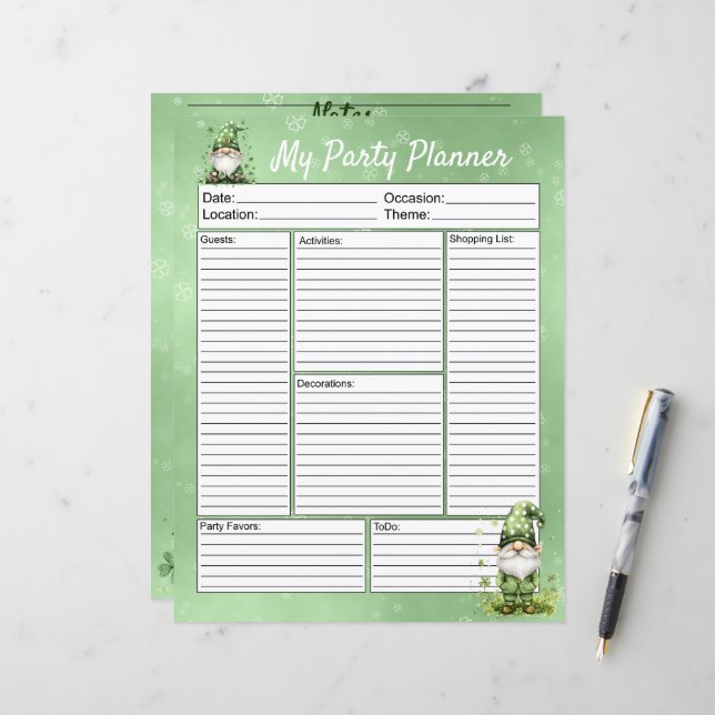 Lámina Adorable Green St. Patrick's Day Gnomes (Anverso/Reverso In Situ)