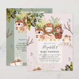 Lámina Adorable Jungle Animals Baby Boys Shower Invite