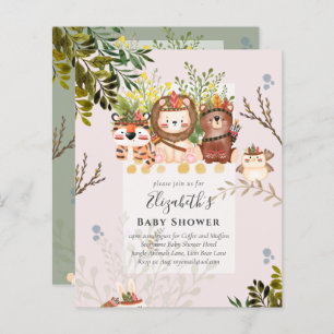 Lámina Adorable Jungle Animals Baby Boys Shower Invite
