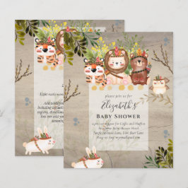 Lámina Adorable Jungle Animals Baby Boys Shower Invite