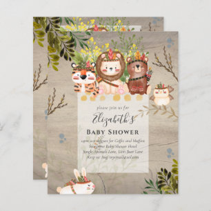 Lámina Adorable Jungle Animals Baby Boys Shower Invite