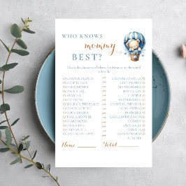 Lámina adorable Oso de Globo Aerostático Azul que Conoce 