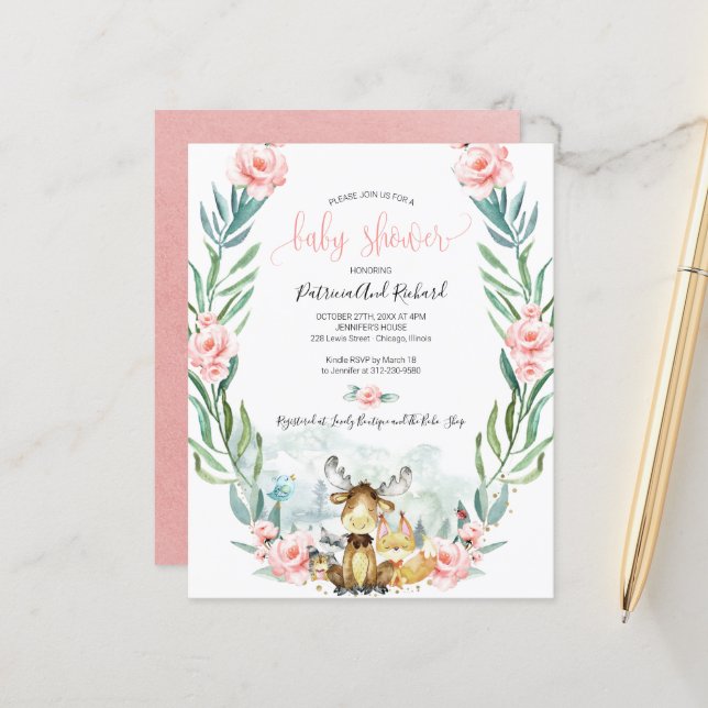 Lámina Adorables invitaciones presupuestarias de Woodland (Anverso/Reverso In Situ)
