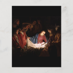 Lámina Adoración de los pastores por Honthorst
