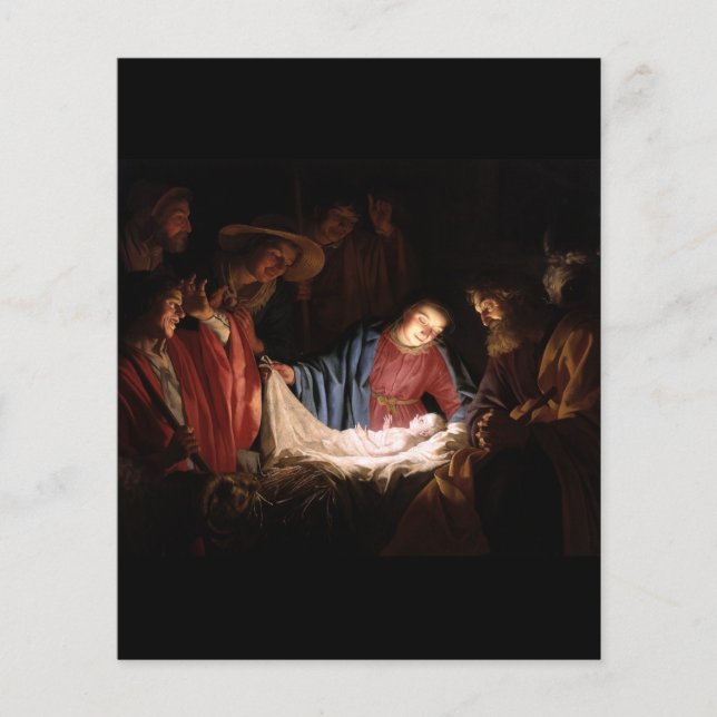 Lámina Adoración de los pastores por Honthorst (Anverso)