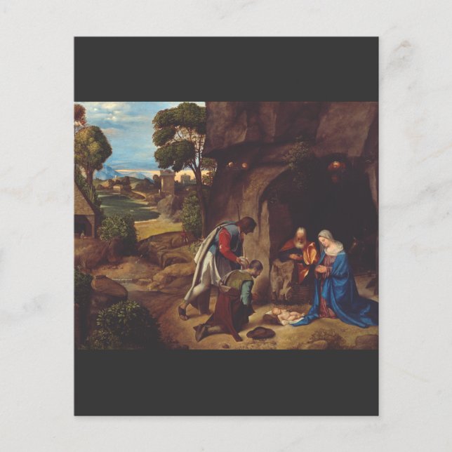 Lámina Adoración de Pastores por Giorgione (Anverso)
