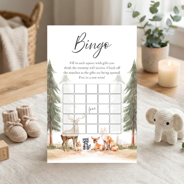 Lámina Adventure Begin Woodland Animals Shower Bingo Game (Let the Adventure Begin Woodland Animals Baby Shower Bingo Game)