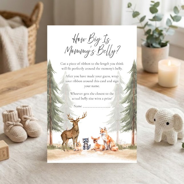 Lámina Adventure Begin Woodland Shower How Big Is Game (Let the Adventure Begin Woodland Animals Baby Shower How Big is Mommy's Belly Game)