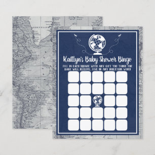 Lámina Adventure Travel Map Baby Shower Bingo