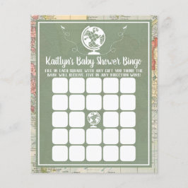 Lámina Adventure Travel Map Baby Shower Bingo