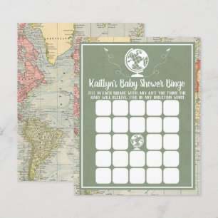 Lámina Adventure Travel Map Baby Shower Bingo