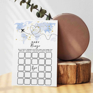 Lámina Adventure Travel Map Baby Shower Bingo Game Cards