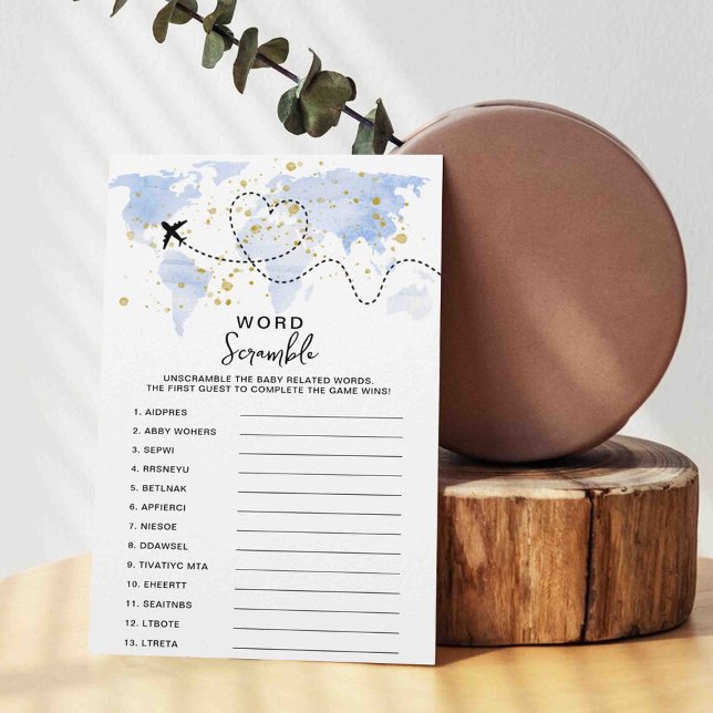 Lámina Adventure Travel Map Baby Shower Word Game Cards (Subido por el creador)
