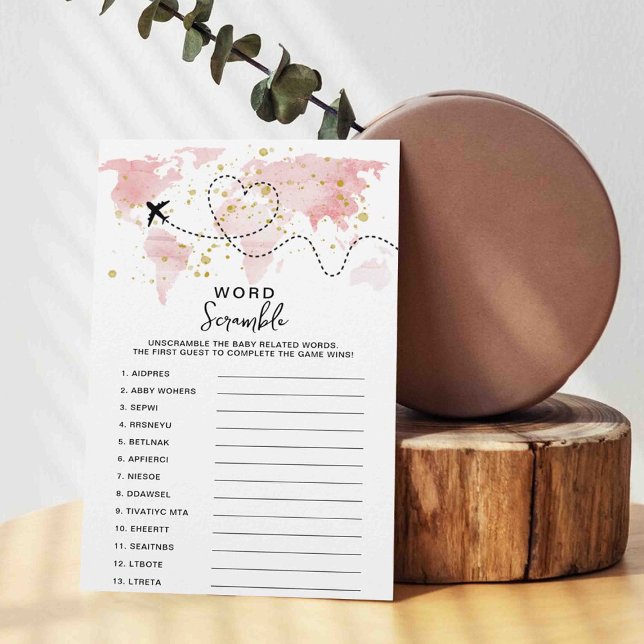 Lámina Adventure Travel Map Baby Shower Word Game Cards (Subido por el creador)