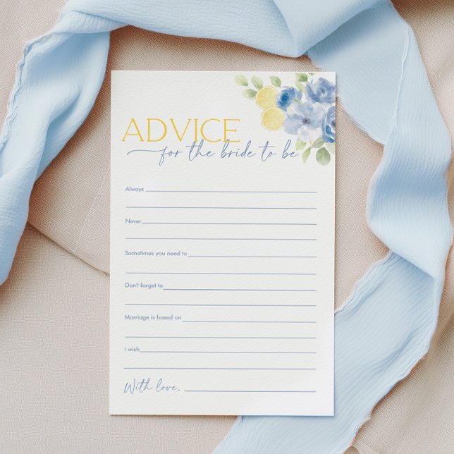 Lámina Advice for the Bride Citrus Bridal Shower Game (Advice for the bride to be! Bridal Shower game card printed)