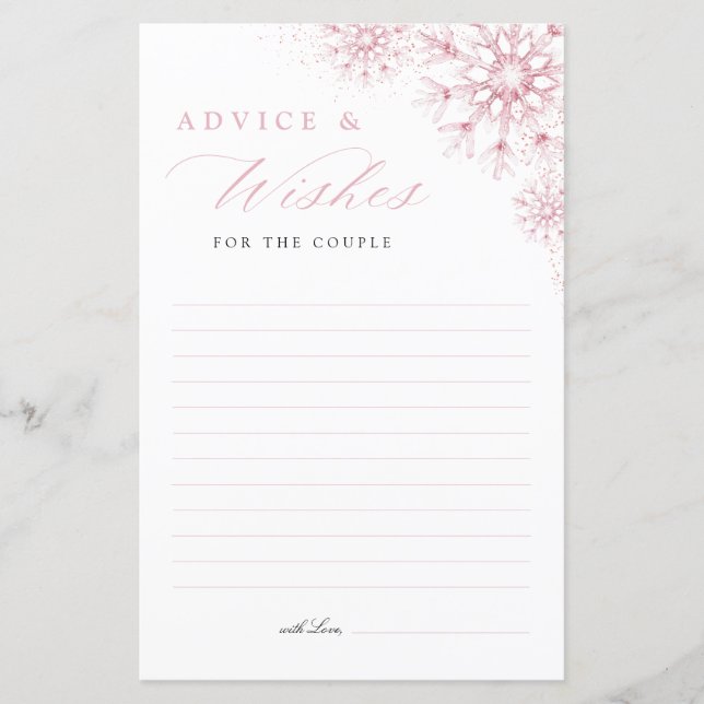 Lámina Advice for the Couple Snow in Love Bridal Shower (Anverso)