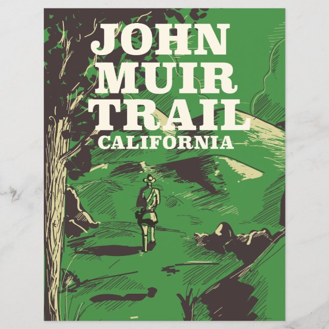 Lámina Afiche de viaje de John Muir Trail California. (Anverso)
