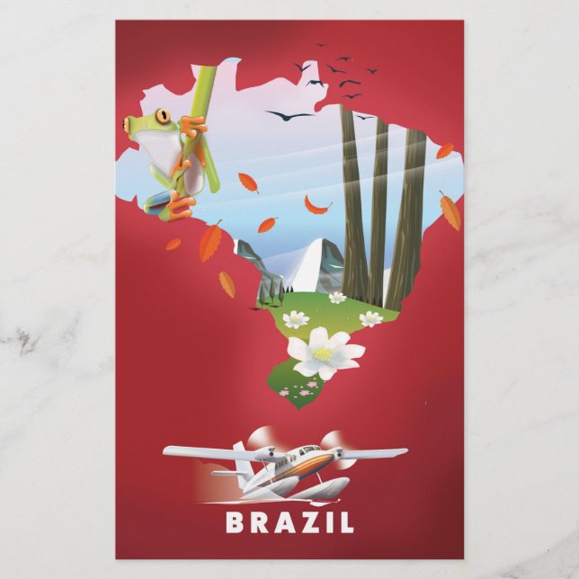 Lámina Afiche de viaje ilustrado por Brasil. (Anverso)
