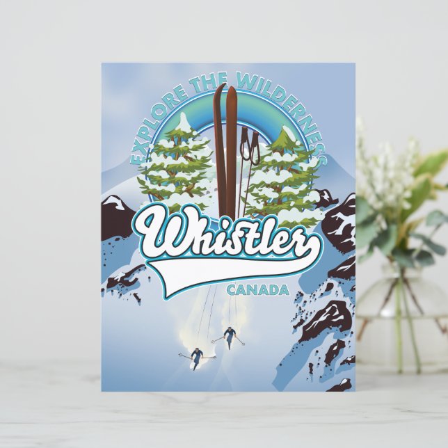 Lámina afiche de viaje para esquiar de whistler Canada. (Anverso de pie)
