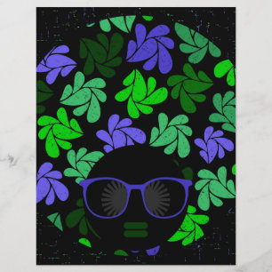 Lámina Afro Diva Verde y Azul