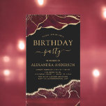 Lámina Agate Burgundy Birthday Party Any Age Invitation<br><div class="desc">El Agate de Presupuesto Geode Black,  Burgundy and Relieve metalizado dorado Birthday Party Invitaciones - incluye moderno y elegante guión para el especial Cualquier Edad 13,  15,  16,  18,  21,  30,  40,  50,  60,  70,  80,  90 o 100 cumpleaños Celebración.</div>