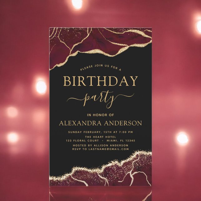 Lámina Agate Burgundy Birthday Party Any Age Invitation (Subido por el creador)