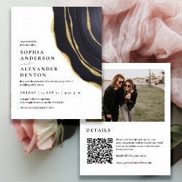 Lámina Agate de oro de presupuesto Invitación a la boda d