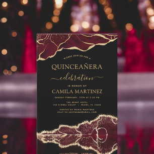 Lámina Agate de presupuesto Borgoña Quinceañera Gold 15