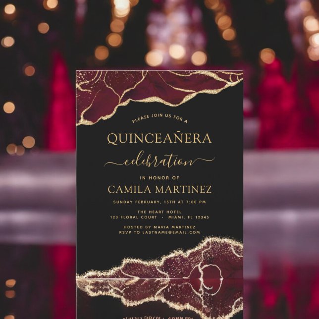 Lámina Agate de presupuesto Borgoña Quinceañera Gold 15 (Subido por el creador)